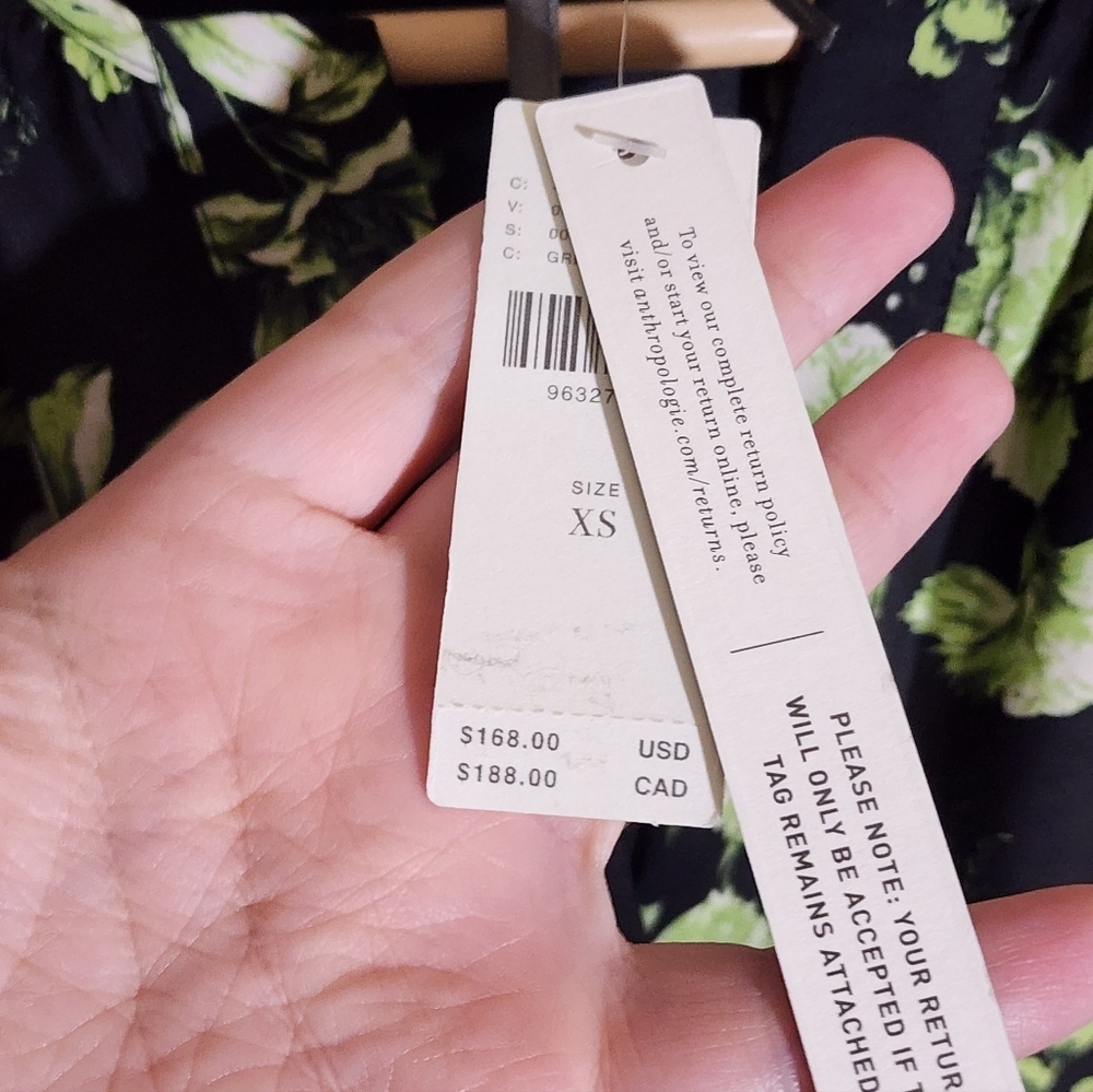 Anthropologie Floral Black and Green Maxi Dress - Picture 4 of 5